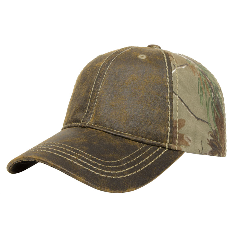 Faux Leathered Poly/Cotton Camo Cap